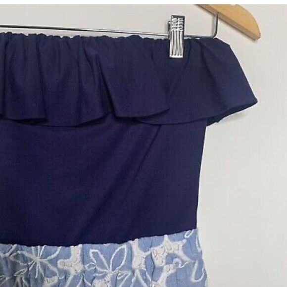 Lilly Pulitzer Athens Tide Blue Hollar For a Dollar Strapless ALine Eyelet Dress - Picture 10 of 14